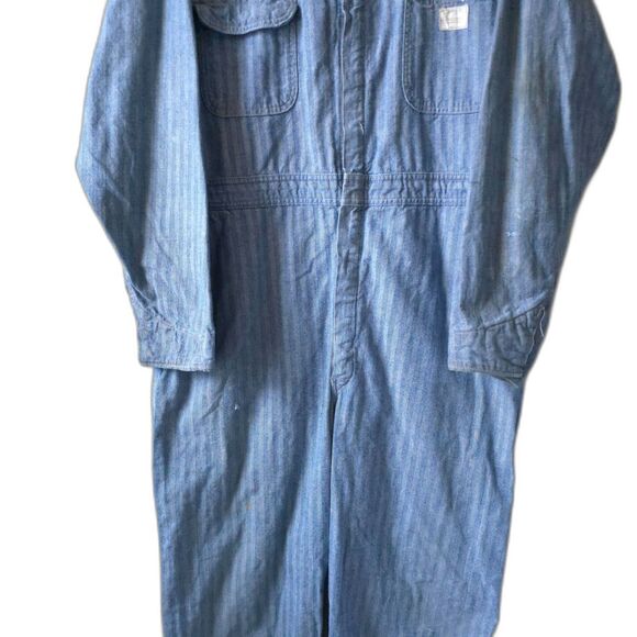 Vintage Big Mac Men's Blue Striped Denim Jacket - Picture 6 of 15